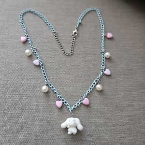 Sanrio My MELODY Necklace with Heart Charms faux Pearls